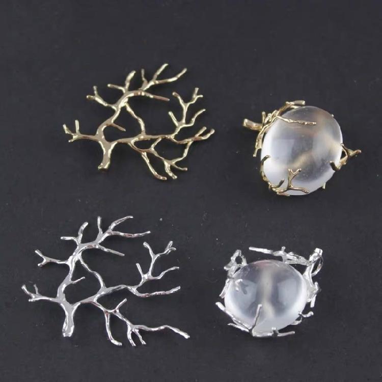 5 Copper Plating Silver/  Accessory Tree Branch Blank Base Necklace Pendants