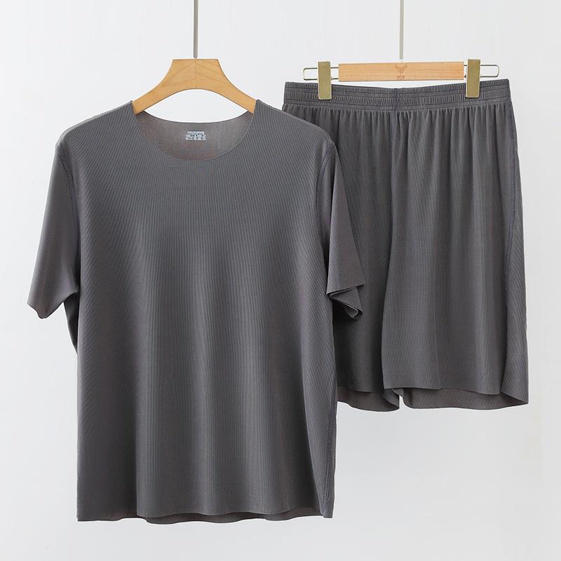 2026 New Men's Ice Silk Soft Sleepwear Women Summer Pajamas Set O Neck Solid Home Clothes Male Female Pyjamas Set For Couples