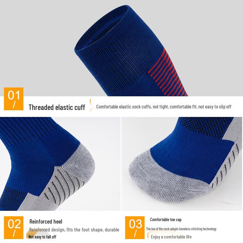 Colorful Terry Bottom Anti-Slip Over-the-Calf Breathable Football Socks for Adults