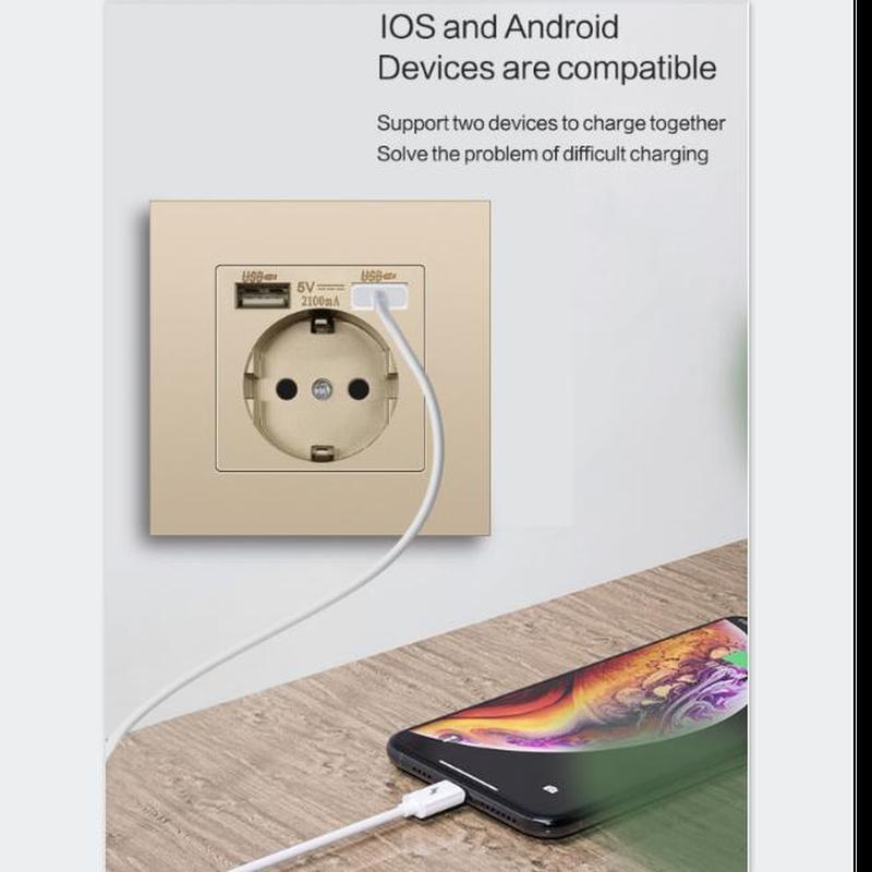 

Новий електричний адаптер для зарядного пристрою стандарту ЄС, зарядний пристрій, розетка, розетка, 16 A, панель ПК, розетка для спальні NO USB Black