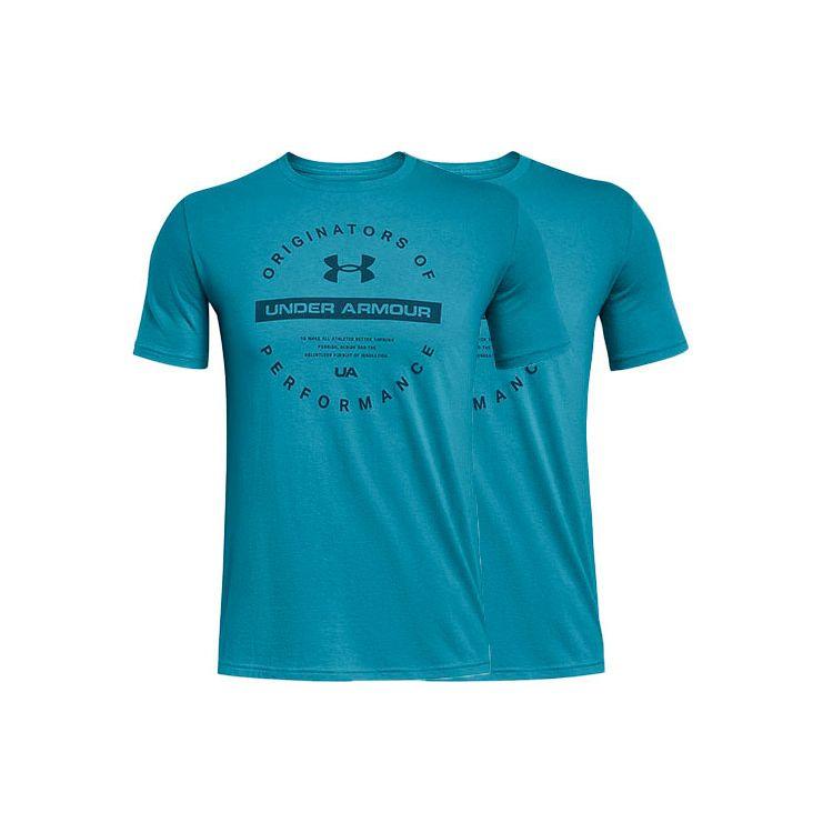 Under Armour Circle Originators Training Short Sleeve Printed Crew Neck T-Shirt Men Tops Blue 1352047-450