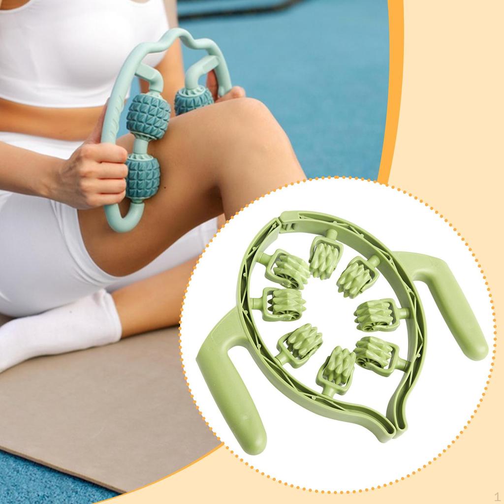 8 Wheel Roller Fascia Massage Tool 360° Deep Tissue Leg Clamp Handheld for