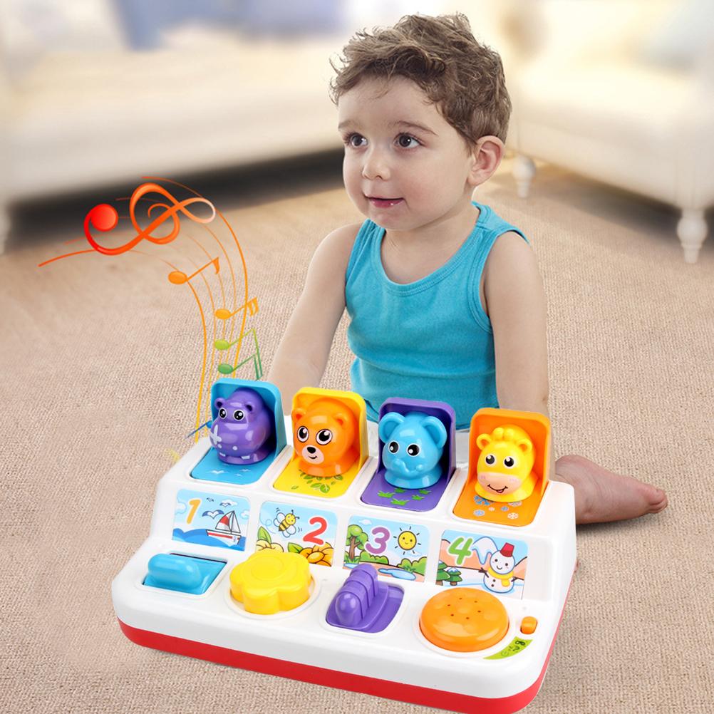 Interactive Pop Up Animals Toy with Light Music Animal Sounds Baby Learning Development Toy
