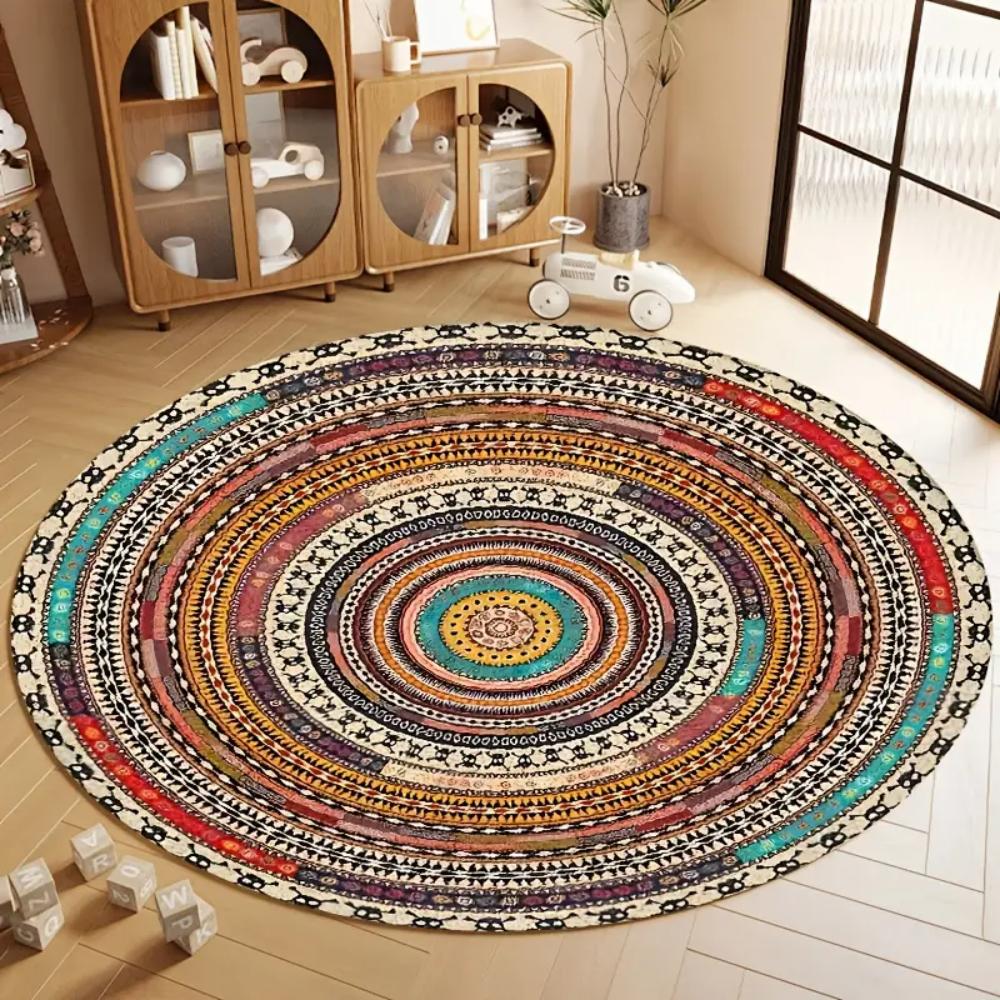 Modern Minimalist Round Rug – Striped Floor Mat for Office, Living Room or Bedside Home Decor