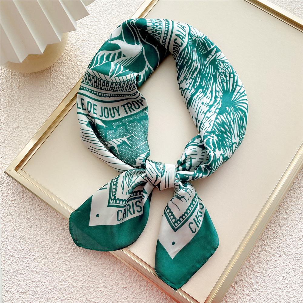 Luxury New Style Square Headscarf Women Sunscreen Beach Kerchief Popular The Four Seasons Scarves  Design 70X70CM Silk Hijab