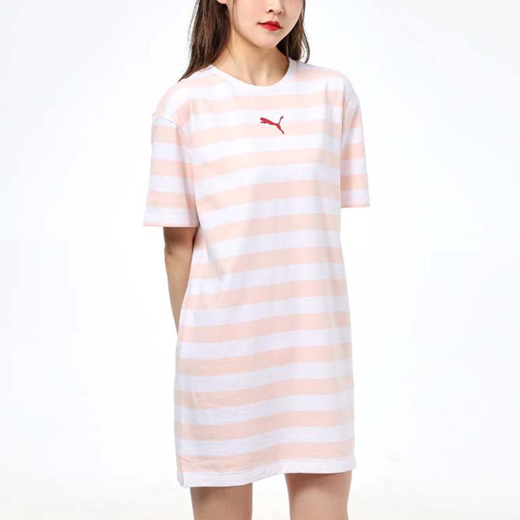 Puma Summer Breathable Loose A-Line Round Neck Short Sleeve Dress Women Dresses Pink 845867-27