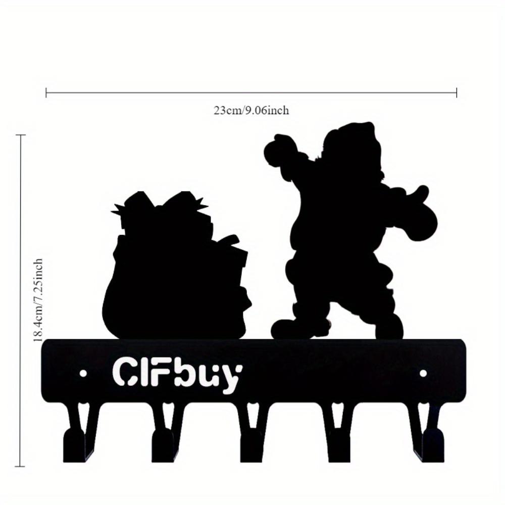 

1pc Festive Wall Mounted Key Hook - Christmas Santa Claus Delivering Gifts Style with Wall Mounted Clothes Hook чёрный