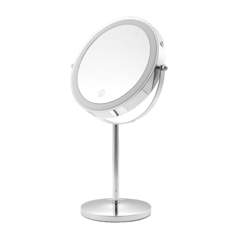 8inch 10x Magnifying Led Makeup Mirror With 3 Color Light Touch Switch Double Side Usb Charging Desktop Vanity Cosmetic Mirror