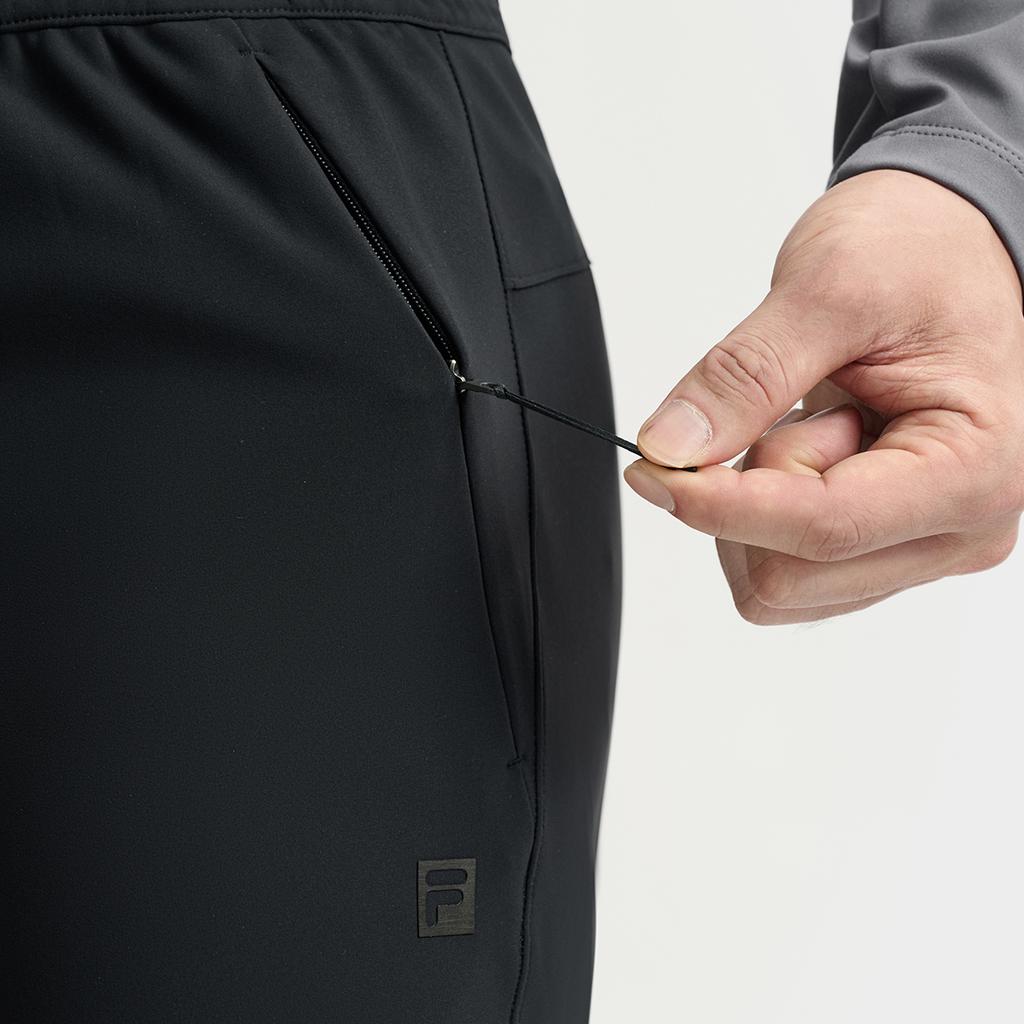 FILA A.P. Minimalist Trendy Fashion Casual Training Fitness Versatile Comfortable Knitted Sports Pants Men bottoms Deep-Black A11M541602FBK