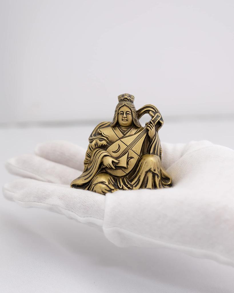 Seven Lucky Gods of Good Luck Benzaiten Silky Gold Buddhist Hideun Makita Buddha Statue Ornament Takaoka Copperware Sculptor Prototype_Kobiki