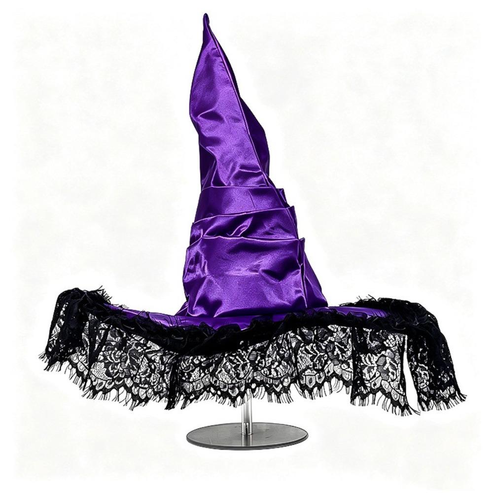 with Bat Spider Web Twisted Wizard Cap Gothic Glitter Pleated Wizard Hat Children/Adult