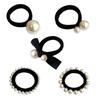 Pack Of 5 Elastic Hair Tie Set With Artificial Pearl Design For Women Girl NonSlip Hairband Hair Rope for Everyday Wear