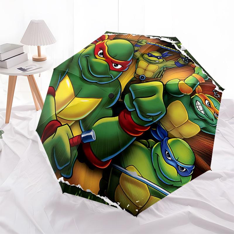 1pc Turtles Automatic Umbrella | Portable Foldable 8-Rib Manual Open, Cute Halloween & Christmas Gift for Outdoor, Casual Accessory, Durable Canopy yy