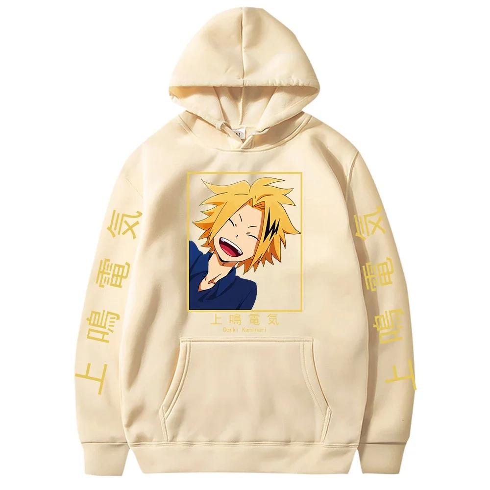 Anime My Hero Academia Kaminari Denki Hoodies Men Winter Long Sleeve Streetwear Kawaii Cartoon Sweatshirts