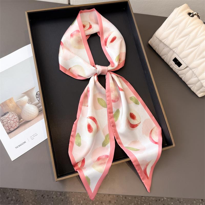 147X14Cm Luxury Fashion Print Silk Scarf Soft Satin Hairband Neckerchief Tie Female Neck Headband Foulard Bag Ribbon