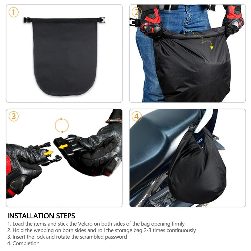 Motorbike Helmet Bag Portable Travel Motorcycle Equipments Bag Waterproof Combination Lock Anti-Theft Luggage Storage Bag Rider