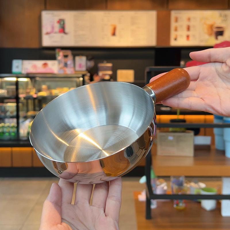 Edelstahltopf für eine Person – Griff aus Walnussholz, Ideal für Obstsalat, Joghurt & Frühstück | Küchenkochschale