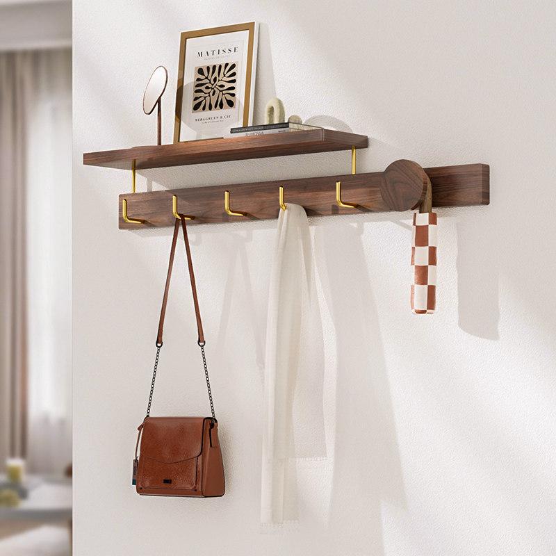 Wall-mounted Clothes Racks Solid Wood Clothes Hanger Hooks Multifunctional Household Coat Hooks Living Room Organization Shelf
