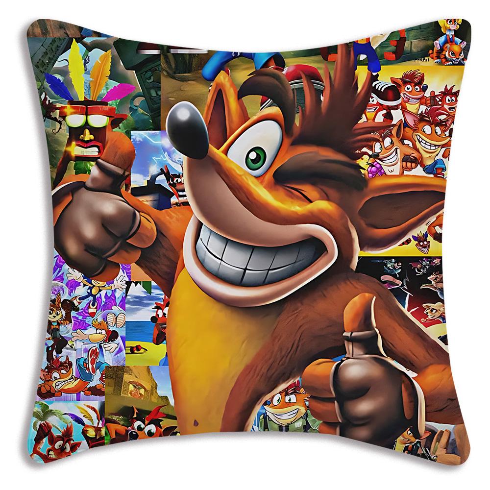 Cartoon Crashs B-Bandicoots Pillow Covers Cartoon Sofa Decorative Home Double-sided Printing Short Plush Cute Cushion Cover