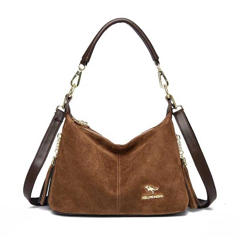 

2026 New Women s Single Strap Crossbody Bag Suede Leather Handbag Large Capacity Shoulder Bag Simple Design Casual Commuting Sac