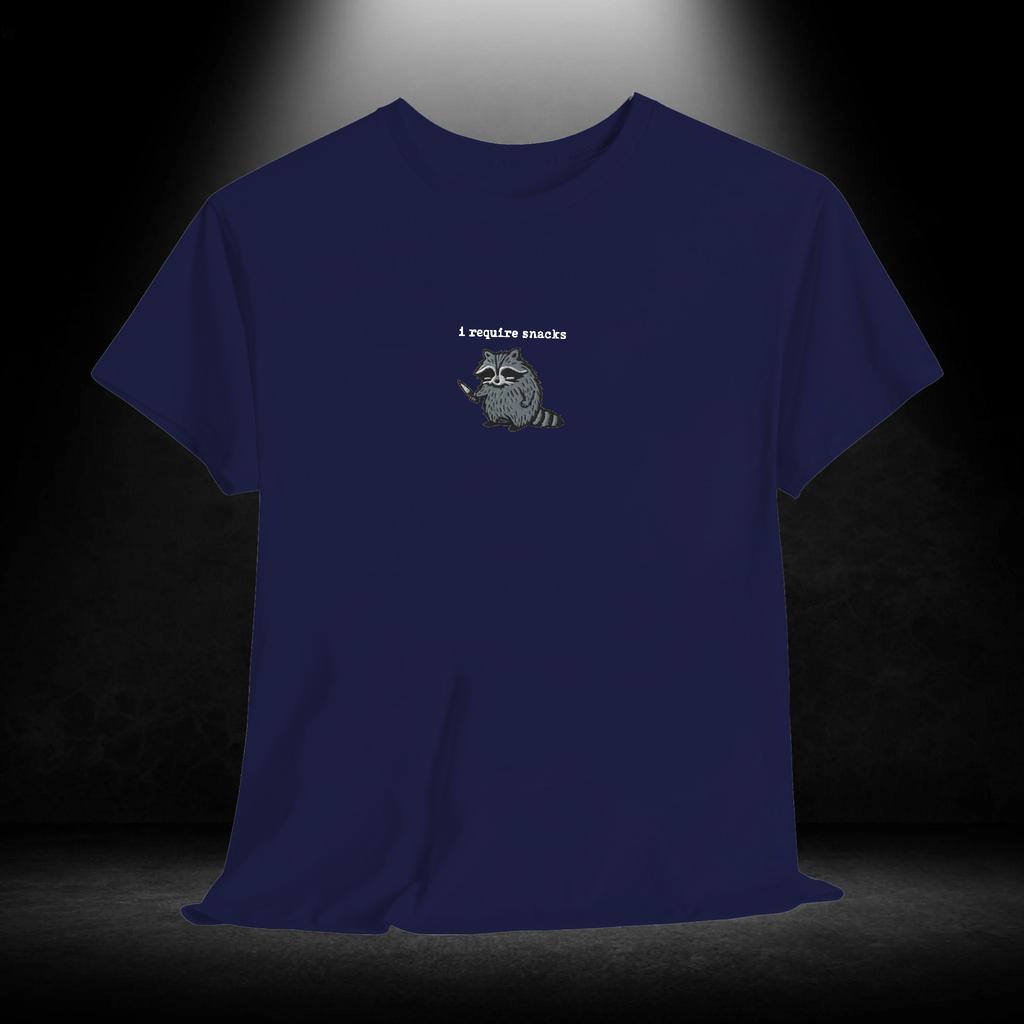 Men's Summer T-shirt I Require Snacks Raccoon Print Crew Neck Short-sleeved Top Casual Loose Sportswear Fashion Homewear