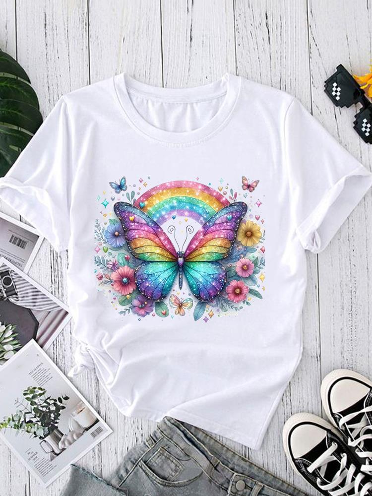 (Asian Size) Trend Love Heart Short Sleeve T-shirts Print O-neck Fashion Female Casual Women's Top T Clothing Graphic Tee