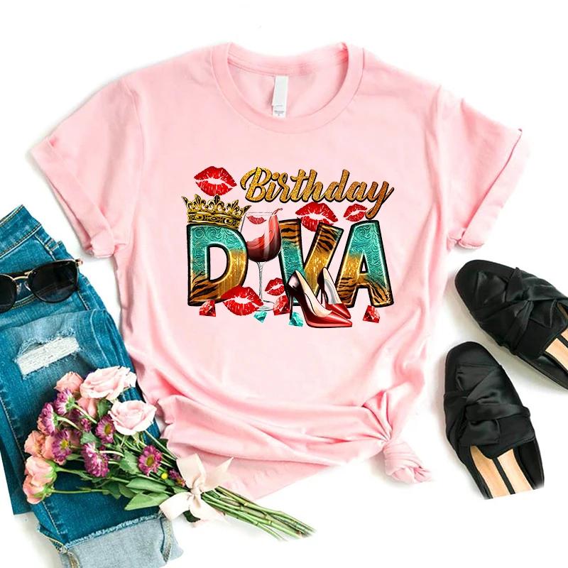 Watercolor Birthday Queen Butterfly Printed T Shirt Unisex Birthday Gift Tshirt Female Cool Summer Tops Tee Shirt Femme
