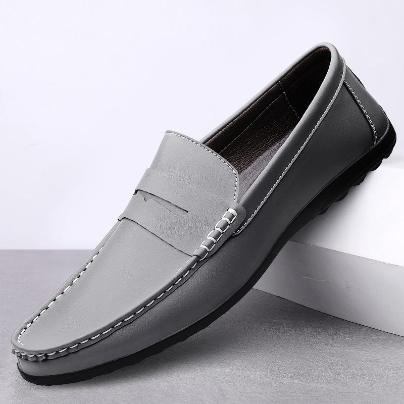 Spring Men'S Casual Leather Shoes Trend Korean Version Of Soft-Soled Driving Men'S Shoes Large Size One Pedal Fashion Leather Shoes