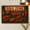 BBQ Zone Retro Metal Sign 20x30cm - Grilled design wall decor for home, bar, or restaurant.