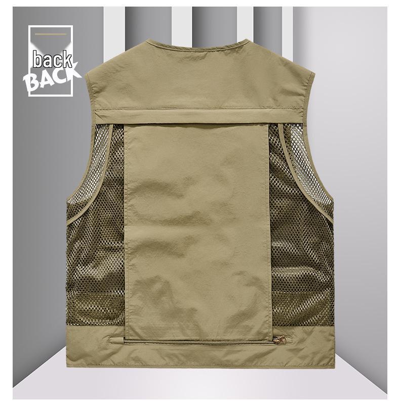 Men's Multi-Pocket Mesh Vest with Custom Logo & Embroidery for Fishing & Photography