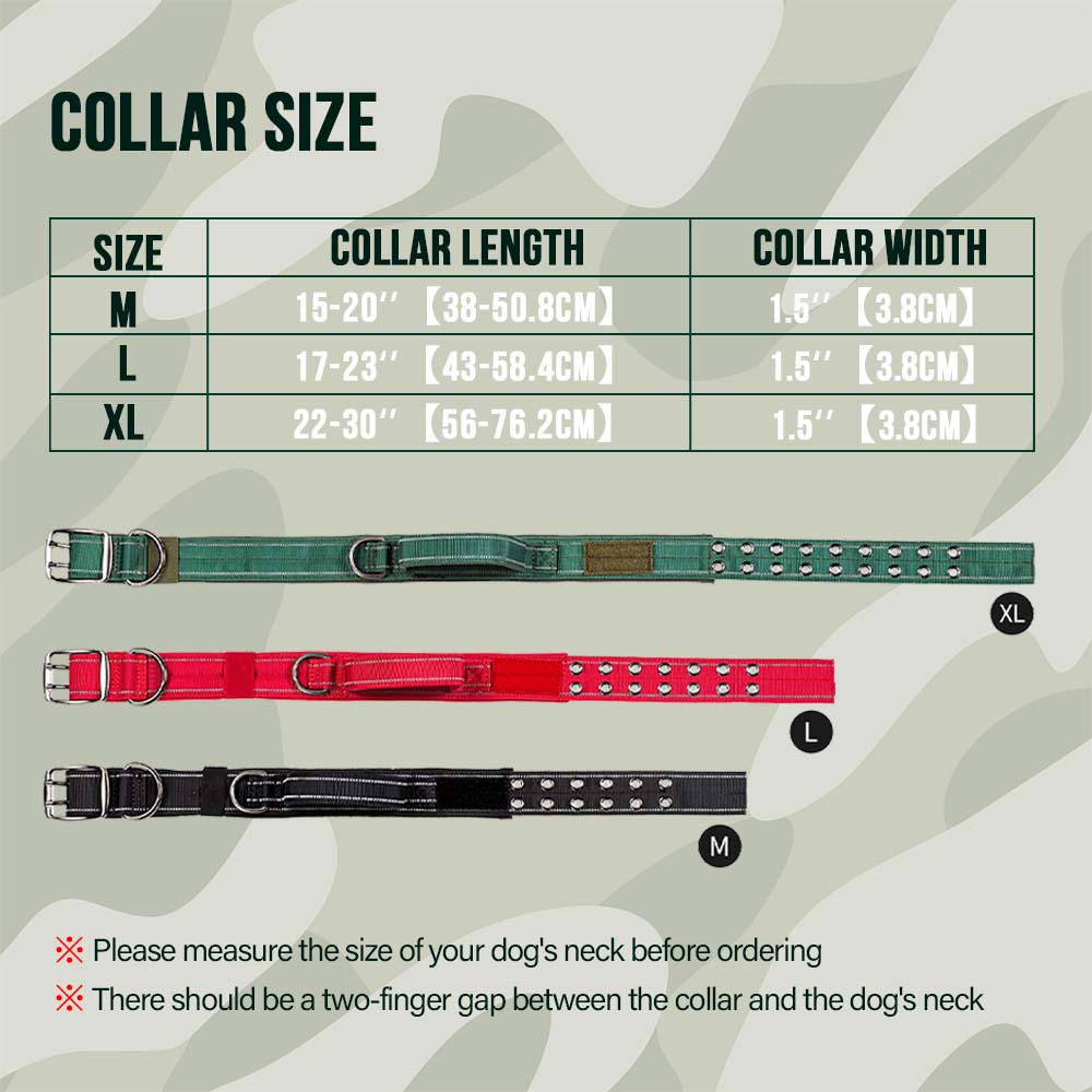 Collare tattico per cani resistente con design a doppia fibbia - Collare per cani di grado militare con maniglia per cani di taglia media e grande