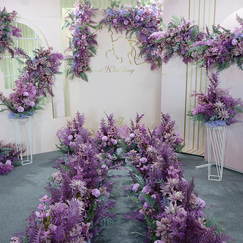 Purple Wedding Floral Scene: Aisle, Backdrop & Welcome Area Arrangement Set