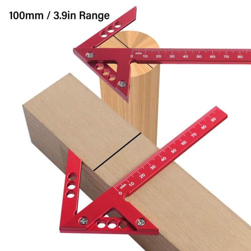 ViaGasaFamido Center Finder, Center Gauge, 45 Square, Square, Right Angle Ruler, 45 Degree Ruler, Right Angle Clamp, Carpenter's Marking Tool, Alumin