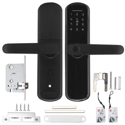 Smart Lock for TUYA Fingerprint Black with Mechanical Key Security Entry Aluminium Alloy for Office