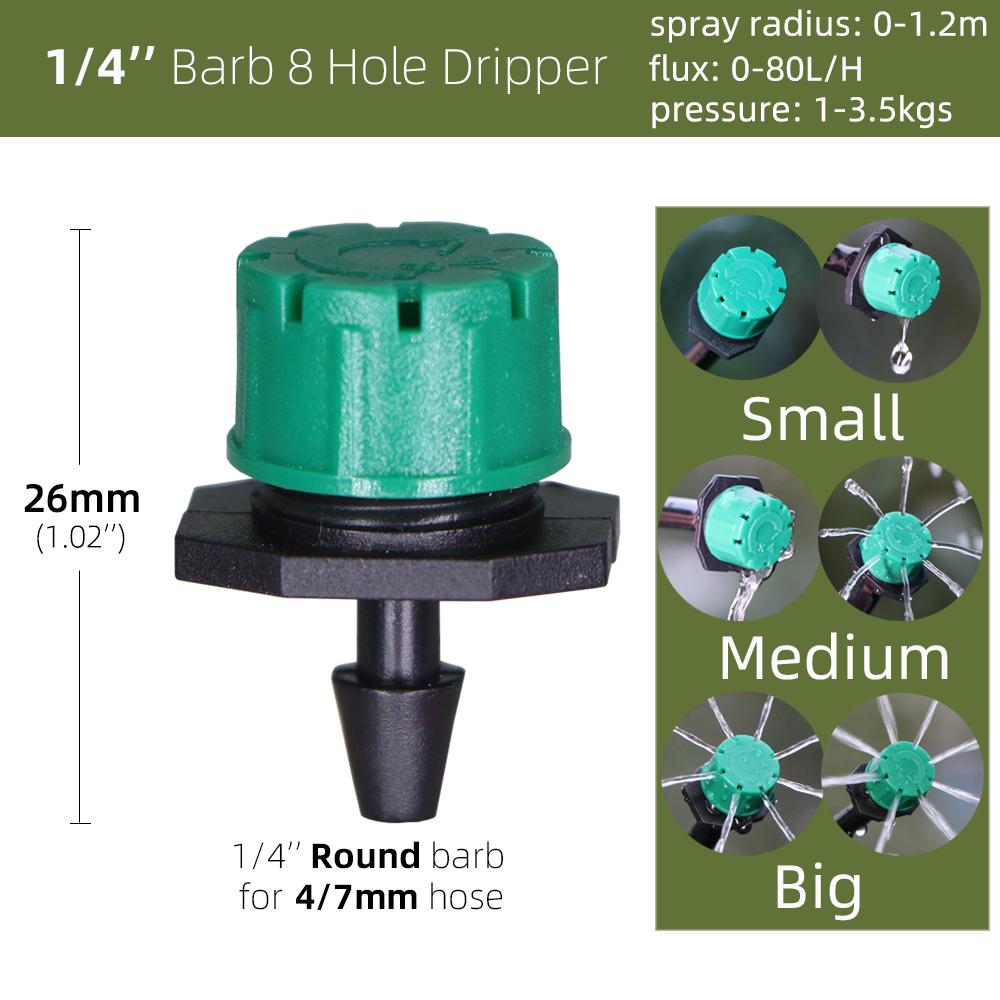 

10-1000PCS Adjustable 8 Holes Dripper Sprinkler Garden Irrigation Nozzle Emitter Micro Drip Balcony Yard Greenhouse Watering 10PCS зелёный