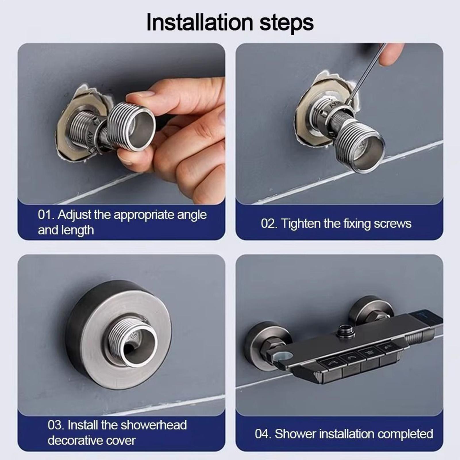 Adjustable Shower Faucet Angle Adapter Stainless Steel 360 Degree Rotatable Angle Curved Feet Shower Connector For Strong Water China Mainland