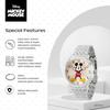 Disney Mickey Mouse Jointed Hand Watch Mens - Stylish Classic Timepiece White Dial Silver Case Stainless Steel Strap