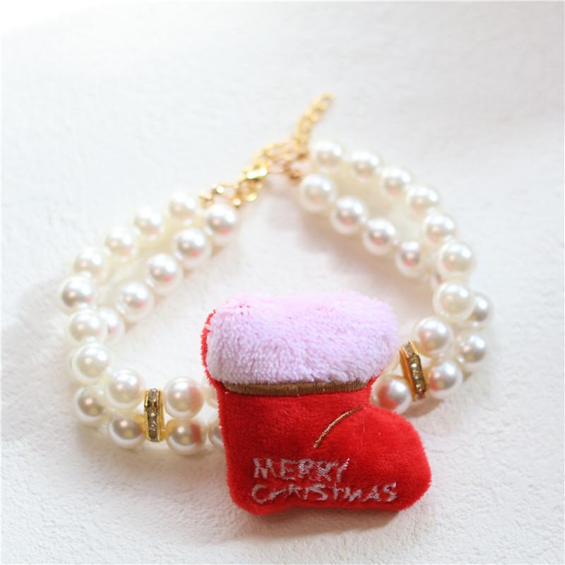 

New Christmas Day Pearl Pet Collar, Elk Cat Dog Ornament, Small and Medium Dog Collar XS 15-20CM чёрный