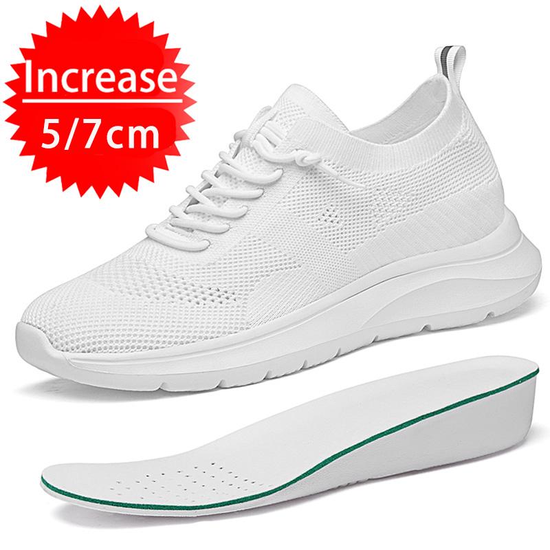 Unisex 5 7CM Height Increase Breathable Mesh Casual Shoes Lightweight Comfortable Elevator Sneakers for Men Women Walking Shoes