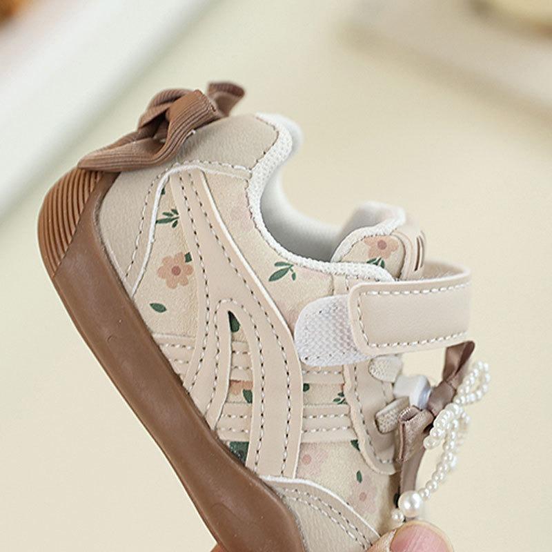 Infant Toddler Walking Shoes, Autumn Baby Girls' Soft-Soled Sneakers, Bow-Knot Korean Style Princess Shoes for Little Girls.