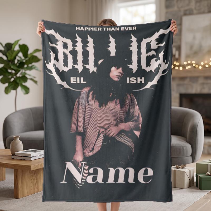 Billie Eilish Custom Flannel Blankets Soft Warm Cozy Throws for Home Decor Holiday Gifts