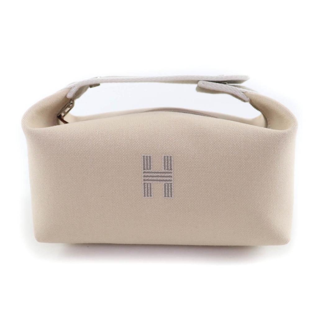 Makellose HERMES Tasche Bride a Black PM beige Baumwolle Damen Gebraucht