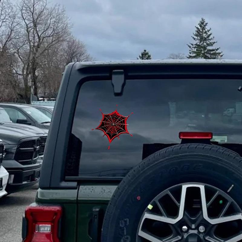 

Halloween Red Spider Web Stickers Gothic Punk Classic Texture Personalized Creative Hollow Car Decoration A