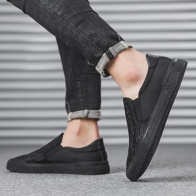 Men's 2025 Summer Breathable Canvas Slip-Ons - Casual, Lightweight Old Beijing Style Driving Shoes
