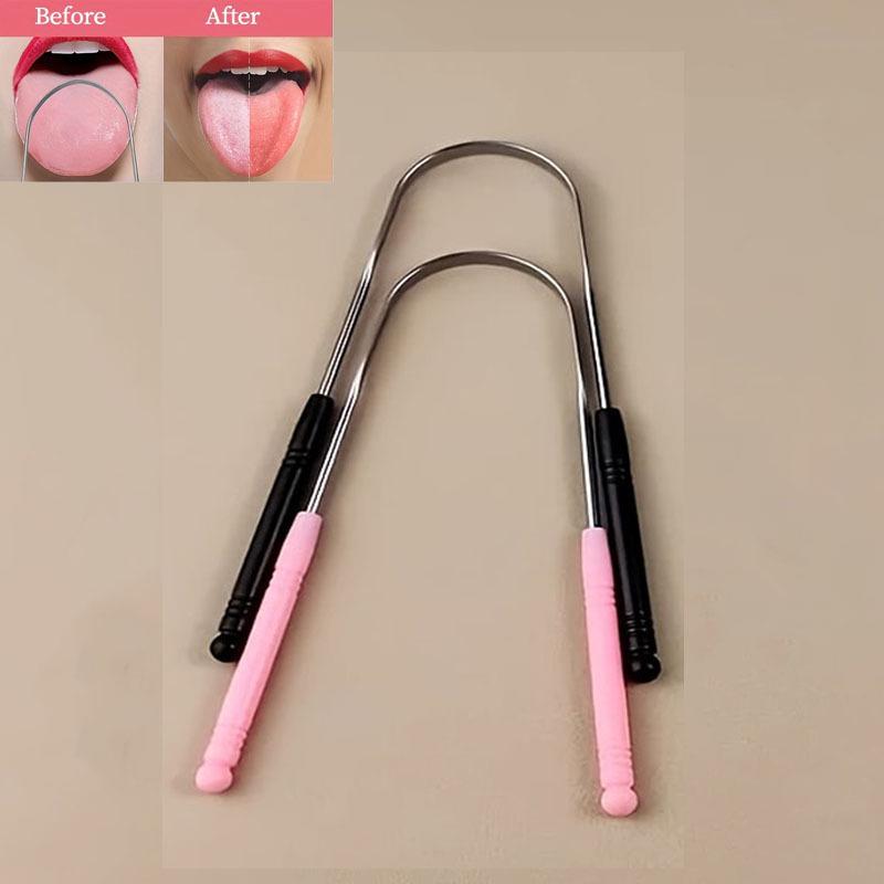 Stainless Steel U-Shaped Tongue Scraper and Brush Oral Cleaner