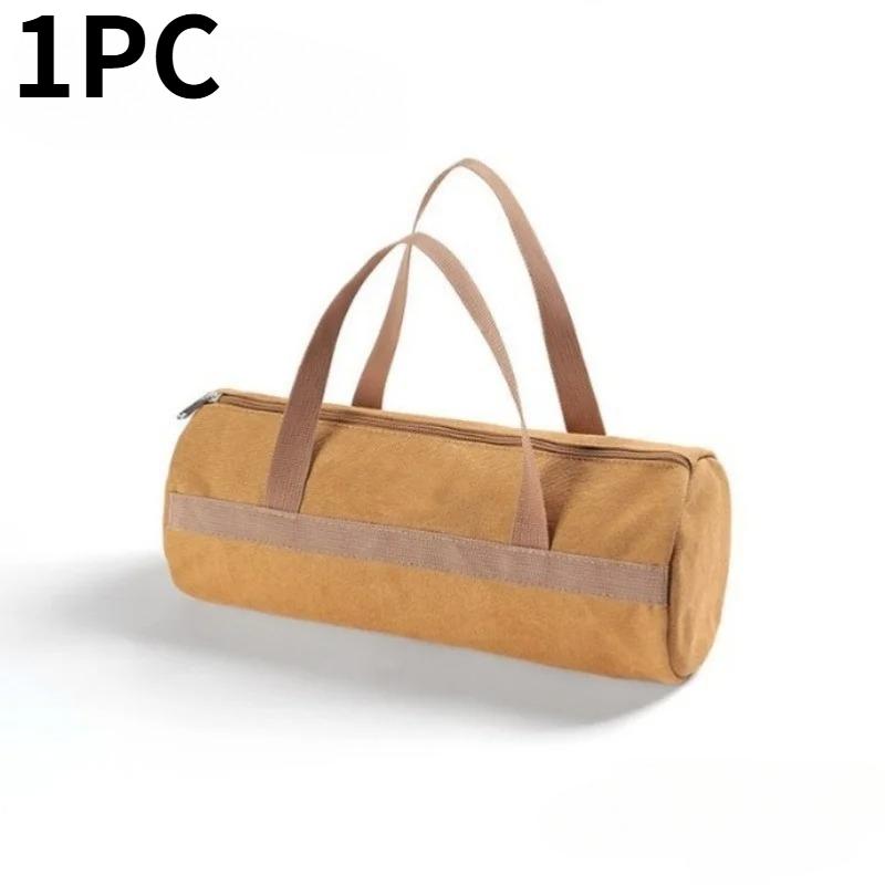 Outdoor Camping Tools Storage Bag Portable Cylindrical Tent Ground Nail Handbag Storage Backpack Large Capacity Canvas Toolkit