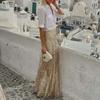 2025 Spring/Autumn Women's Long Sequin Midi Skirt - Europe & US Style