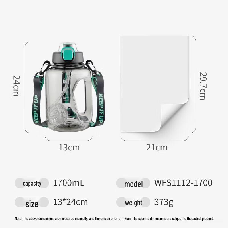 FUGUANG 1700ml Tritan Sports Water Bottle with Straw