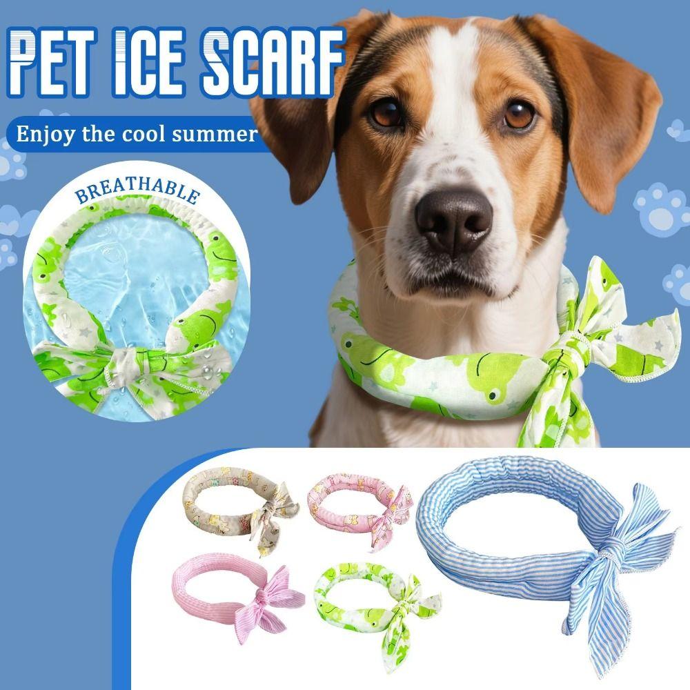 2Pcs Breathable Towel Pet Cooling Ice Scarf Cute Print Pet Cool Neck Ring Outdoor Travel