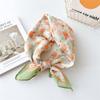Breathable Flower Printed Headscarf Sweat-absorption Square Hijab Scarf Spring Silk Scarf  Gift